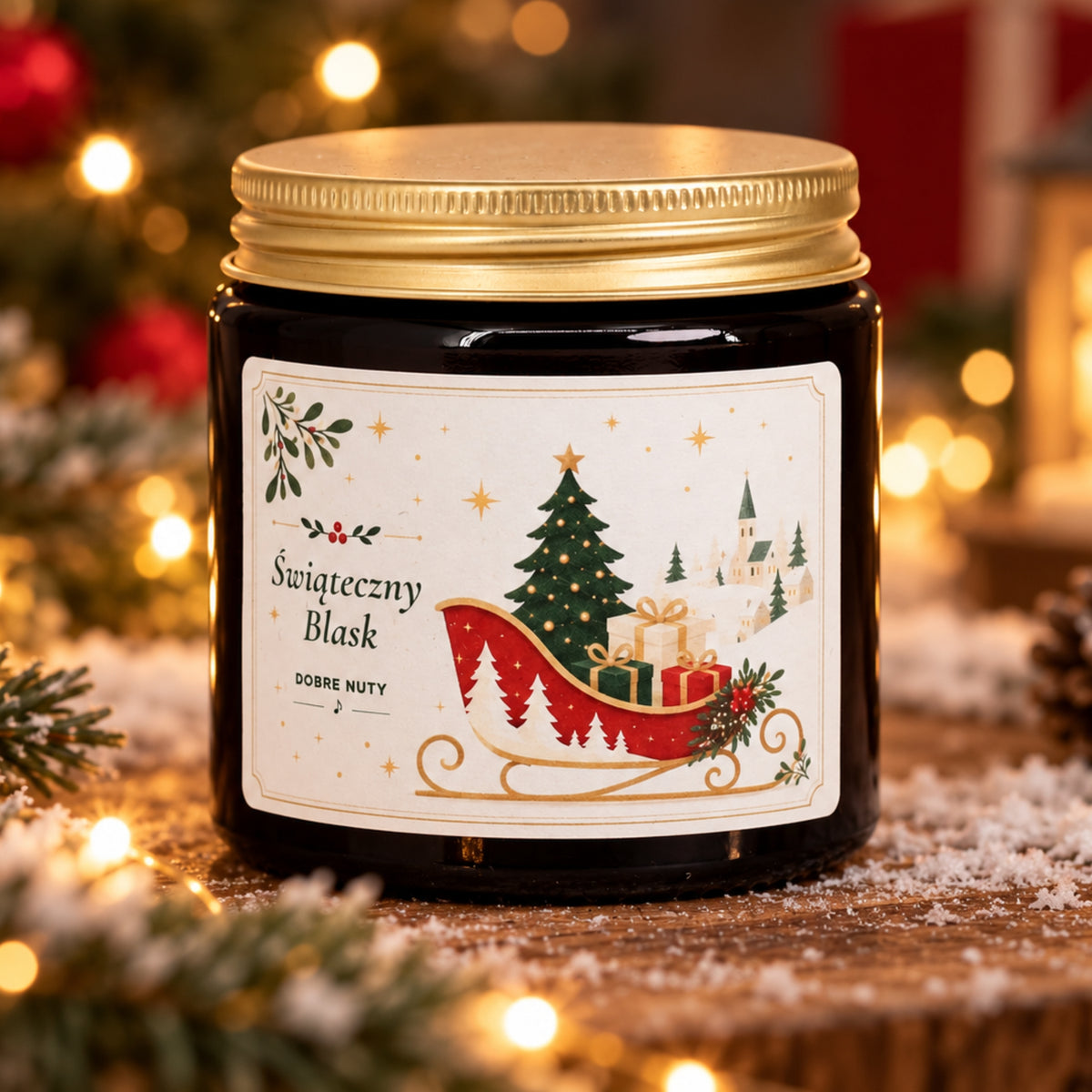Świąteczny Blask - Pełna Aromatu Świeca Sojowa Zapachowa - 120ml